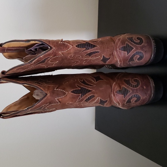JB Dillon western boots women's sz.8.5B. Pre-owned. Brown& tan goat leather - Picture 2 of 12